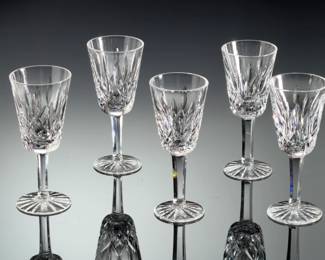 Waterford Crystal Lismore Sherry Glasses - Lot of 5 Fine Stemware