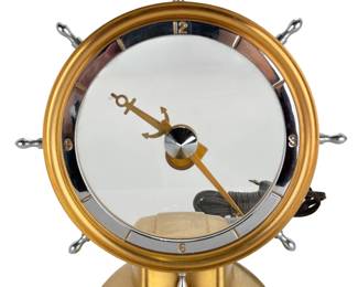 Jefferson Golden Helm MCM Nautical Mystery Clock Model 580-111 Mid Century