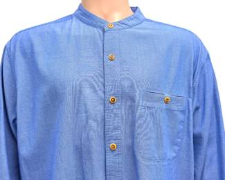 Territory Ahead Blue Cotton Band Collar Shirt XL Vintage Mandarin Grandpacore
