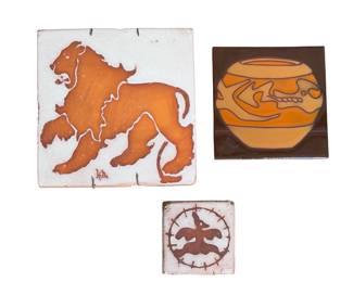 Vintage Mid-Century Modern Ceramic Art Tiles - Italian Edilgres & Mexican Lion