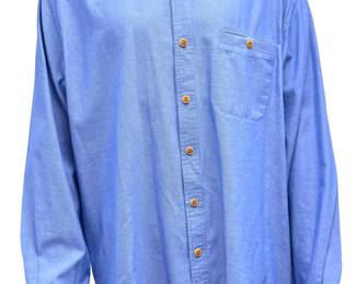 Territory Ahead Blue Cotton Band Collar Shirt XL Vintage Mandarin Grandpacore