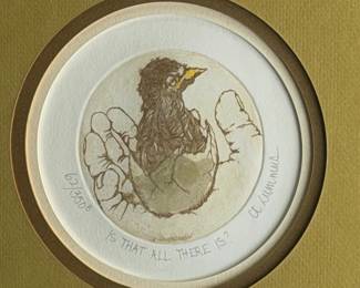 Carol Lummus Signed Intaglio Etching Is That All There Is Framed Art