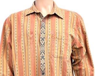 Vintage The Territory Ahead Men's Large Southwestern Cotton Striped Shirt L