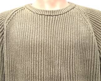 Vintage L.L. Bean Olive Green Ribbed Wool Sweater Mens L Heritage Fisherman