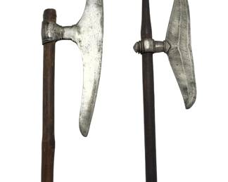 Pair of Antique Hand-Forged Ethnographic Battle Axes - African & Indo-Persian