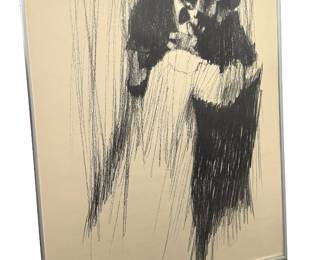 Aldo Luongo 'The Embrace' Mid-Century Modern Framed Art Print, Signed 1969
