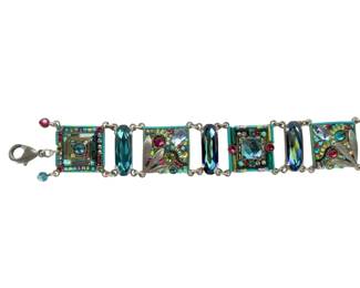 Firefly Swarovski Crystal Mosaic Link Bracelet Imagine Love Wish Peace 8"