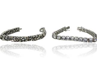 Swarovski Crystal & CZ Tennis Bracelet Lot of 2 Silver Tone