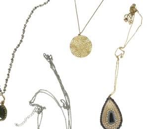 7 Fashion Pendant Necklaces Lot - Crystal, Sunburst, Teardrop, 95g Total