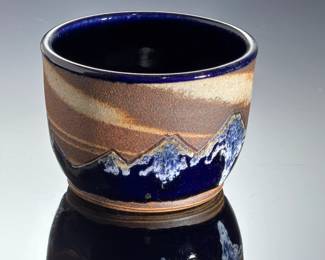 Mark Arne Arnegard Studio Pottery Mountain Landscape Moon Bowl, Signed 2022