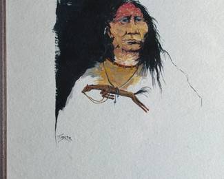 Robert Taylor Original Native American Painting "Horse Soldier" Signed 1992