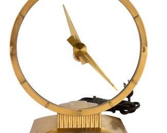 Jefferson Golden Hour Mid-Century Modern Brass Mystery Clock Model 580-101
