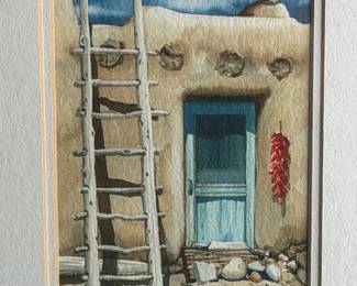 Norma Gibson Taos NM Pueblo Watercolor Painting Original Signed Southwest Art