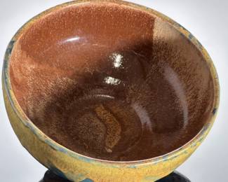 Vintage Signed Shipp '01 Studio Art Pottery Drip Glaze Stoneware Bowl