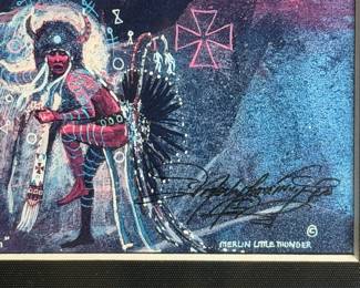 Merlin Little Thunder Signed Miniature Print The Pipe Danced into My Dreams