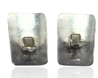 Tommy Singer Navajo Sterling Silver Gold Overlay Tufa Cast Clip Earrings