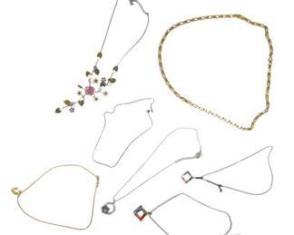 Vintage Monet & Lia Sophia Necklace Lot - 7 Pcs, Sterling Silver 925, 98.8g