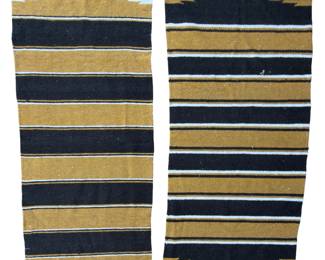 Vintage Handwoven Mexican Saltillo Rugs - Lot of 2 Yellow & Black Runners