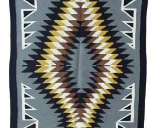 Vintage Navajo Klagetoh Wool Rug, Serrated Diamond Medallion, c. 1960s, 56x36
