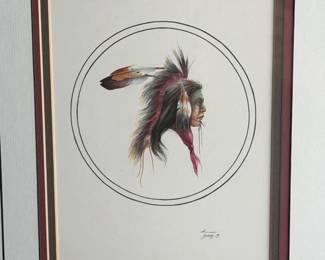 Lee Bocock Original Native American Portrait Painting Signed Framed Fine Art