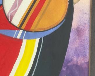Larry Hood Original Native American Gouache Painting Signed 1993 Framed