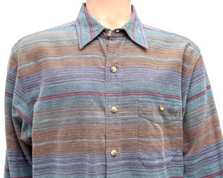 Vintage The Territory Ahead Striped Cotton Button Down Shirt Large Gorpcore
