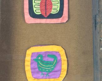 Vintage Panamanian Guna Mola Textile Art - Framed Set of 6 Hand-Sewn Patches