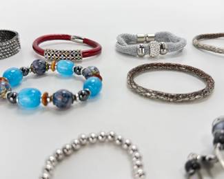 Estate Lot of 12 Fashion Costume Bracelets, Beaded Mesh Rhinestone