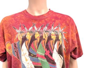 Vintage 1996 The Mountain Native American Tie Dye T-Shirt Tennessee River XL