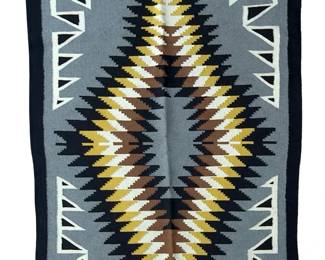 Vintage Navajo Klagetoh Wool Rug, Serrated Diamond Medallion, c. 1960s, 56x36