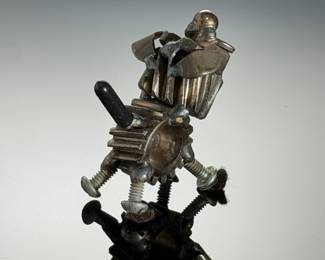 Vintage Welded Scrap Metal Dog Sculpture - Steampunk Recycled Art Figurine