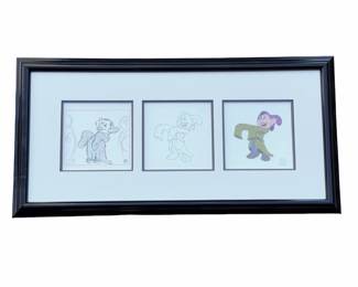 Disney Snow White Dopey Progression Sericel Let Me See Your Hands Framed Art