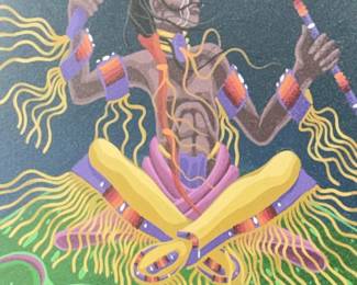 Michael Huzo Paddlety Kiowa Original Painting Young Bears Dream Acrylic
