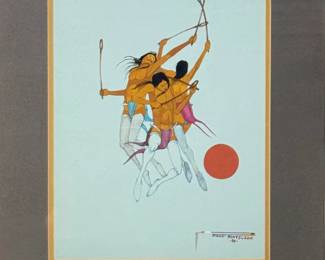 Doug Maytubbie Original Baggataway Lacrosse Players Native American Painting