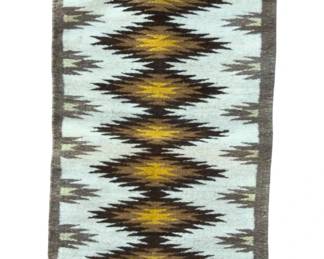 Vintage Mid-Century Navajo Wool Rug Runner Eye Dazzler Diamond 55" x 20"