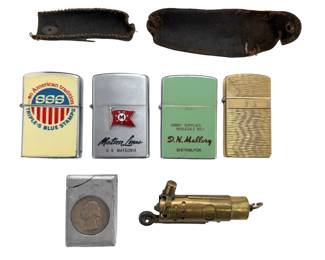 Vintage Lighter Lot of 6: Zippo, IMCO Austria Trench, WWII 1945 Quarter, Penguin