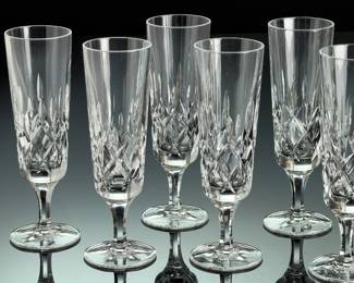 Gorham Crystal King Edward Fluted Champagne Glasses - Set of 6