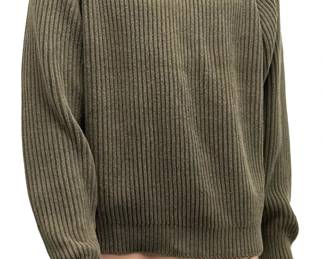 Vintage L.L. Bean Olive Green Ribbed Wool Sweater Mens L Heritage Fisherman