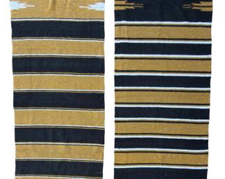 Vintage Handwoven Mexican Saltillo Rugs - Lot of 2 Yellow & Black Runners