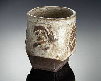 McIntyre Studio Art Pottery Stoneware Vessel Cup Signed 03 Y
