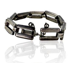 Vintage Mexican Modernist Silver Link Bracelet - Mid-Century Taxco Style