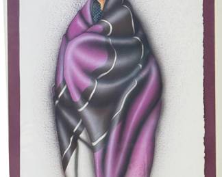 Robert Redbird Kiowa Original Painting Native American Blanket Wrapped Figure
