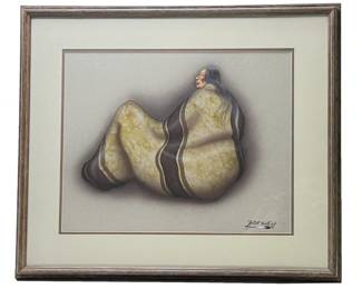 Robert Redbird (Kiowa) Original Painting "At Quiet" Native American Art