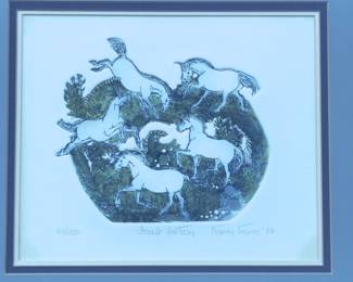 Nancy Tiemec Forest Fantasy Signed Numbered Lithograph Unicorn Art Framed