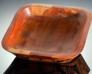 Southwestern Hand-Painted Hardwood Bowl by Jo My Jones, 10" Square