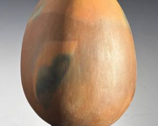 Mid-Century Modern Studio Art Pottery Pit Fired Burnished Bud Vase Signed DMA