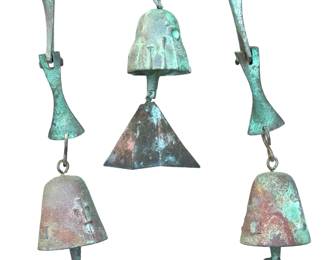 Paolo Soleri Cosanti Bronze Triple Wind Chime Bell Mid-Century Brutalist