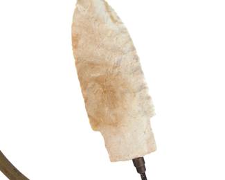 Vintage 3.26" Knapped Arrowhead on Brass Caliper Display Stand