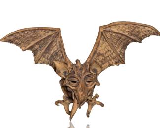 MK Thompson Signed Gargoyle Dragon Wall Sculpture 2000 Studio Pottery Art