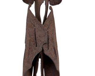 Rustic Metal Hanging Bat Garden Sculpture - Gothic Folk Art Halloween Decor